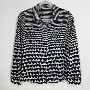 Halogen Black White Heart Button Up Shirt S